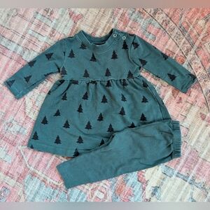 Hanna Andersson Baby Dress with Tree Design and Leggings